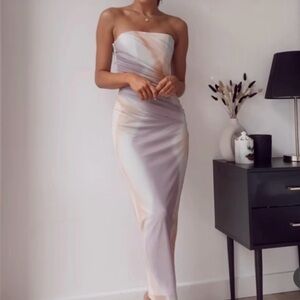 Zara tulle strapless ruched dress